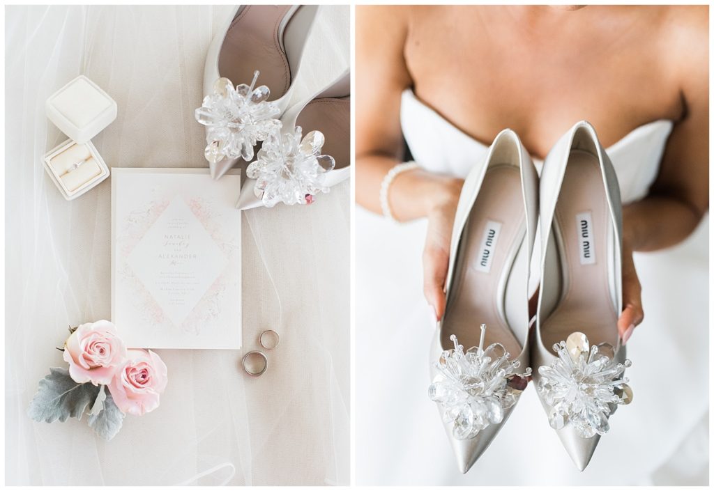 Wedding details and shoes at a Skyline Country Club wedding