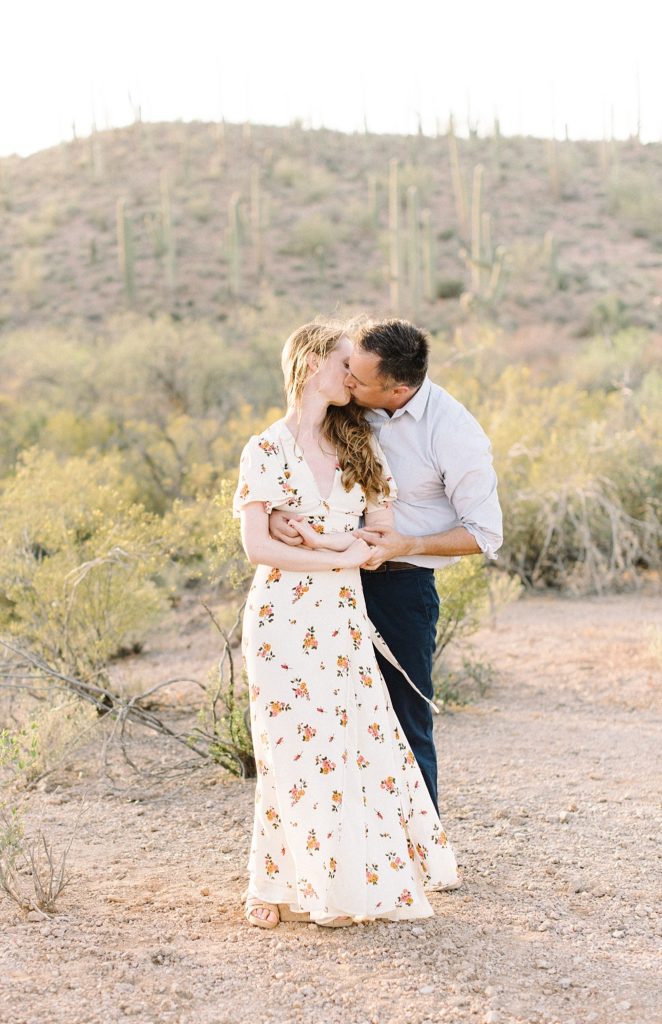 romantic kiss in the desert