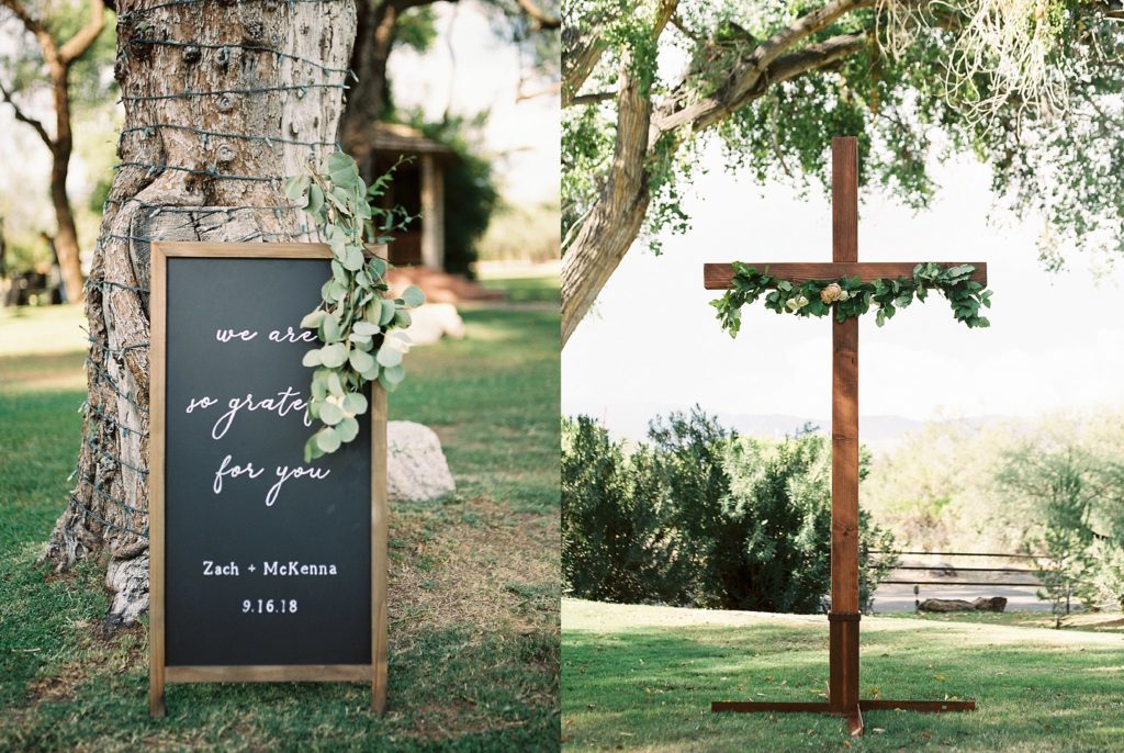 wedding board and cross