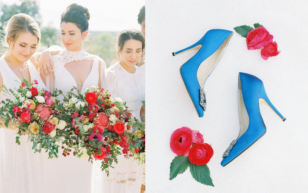 brides shoes and florals 