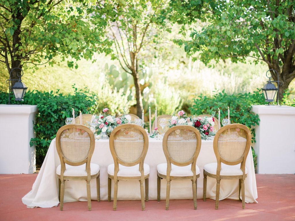 Table & chairs at el chorro weddings